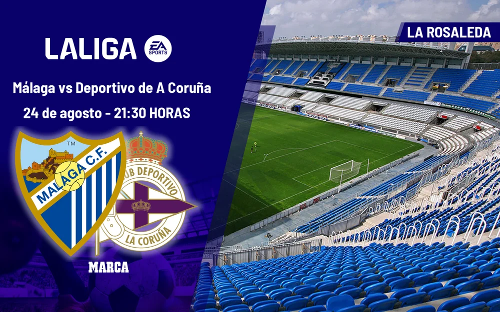 Málaga - Deportivo: horario y dónde ver hoy en TV y online el partido de la jornada 2 de LaLiga EA Sports