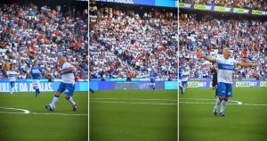 Golazo de Beto Acosta en Homenaje en Claro Arena - El arte intacto de Beto Acosta brilla en homenaje futbolístico